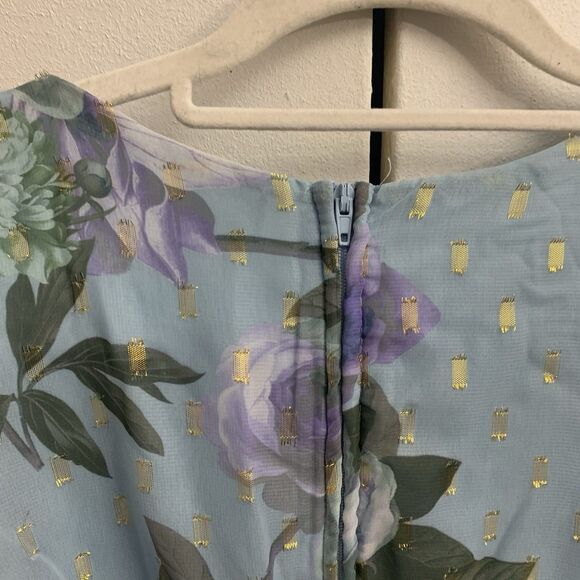 Honey And Rosie Dress Women 3 Blue Purple Floral Faux Wrap Ruffle Boho Mini - Picture 6 of 8